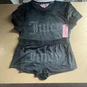 NWT Juicy Couture black velvet short set. S